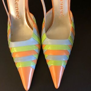 Orange, Sky Blue, and Light Green